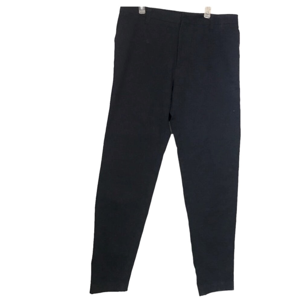 OAK + FORT Straight Leg Cotton Flat Front Pants Back Front Pockets Slim Black 31